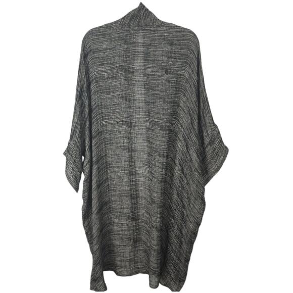 Vivid Mid Length Kimono Relaxed Long Line Open Cardigan Linen Space Dye Gray 2X - Picture 2 of 9
